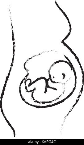 La figura della donna aspetta e baby con cordone ombelicale Illustrazione Vettoriale