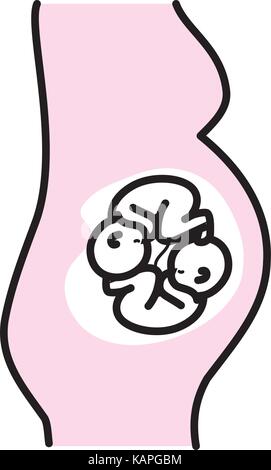 Donna incinta con bella gemelli neonati Illustrazione Vettoriale