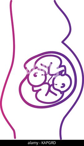 La linea donna incinta con bella gemelli neonati Illustrazione Vettoriale