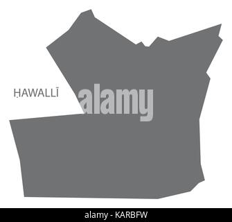 Hawalli Mappa provincia del Kuwait grigio illustrazione forma silhouette Illustrazione Vettoriale