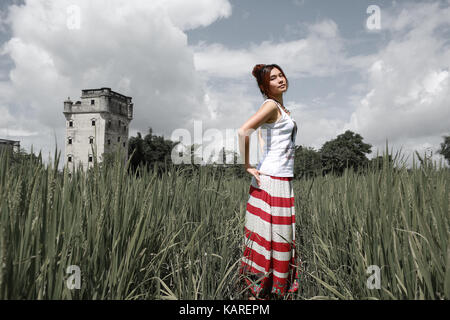 Golden ginkgo foglie in giappone park Foto Stock