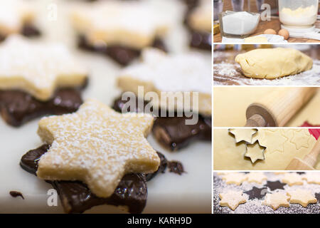 Biscotti di Natale in forma a stella le istruzioni di cottura con picture serie Foto Stock