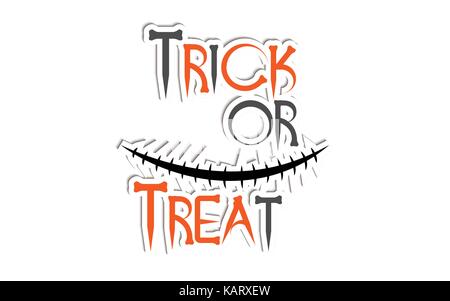 Dolcetto o scherzetto. halloween disegno vettoriale con dolcetto o scherzetto lettering illustrazione vettoriale. Illustrazione Vettoriale