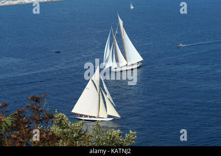 Cannes. 27 settembre, 2017. Le regates royales in Costa Azzurra è un incontro dei migliori iconico yacht del Mediterraneo. Credito: southmind/alamy live news Foto Stock