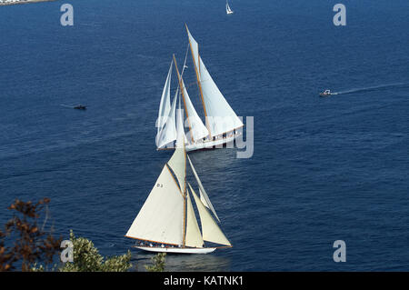 Cannes. 27 settembre, 2017. Le regates royales in Costa Azzurra è un incontro dei migliori iconico yacht del Mediterraneo. Credito: southmind/alamy live news Foto Stock