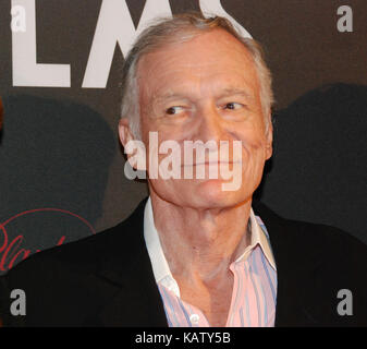 File: 27th Sep, 2017. Photo taken: Las Vegas, Italy. 2nd maggio 2009. Hugh Hefner arriva a Playboy's 50th Annual Playmate of the Year Announcement and Celebration at Palms Hotel & Casino il 2 maggio 2009 a Las Vegas, Nevada People: Hugh Hefner Transmission Credit: MediaPunch Inc/Alamy Live News Foto Stock