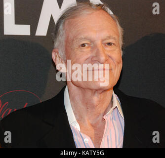 File: 27th Sep, 2017. Photo taken: Las Vegas, Italy. 2nd maggio 2009. Hugh Hefner arriva a Playboy's 50th Annual Playmate of the Year Announcement and Celebration at Palms Hotel & Casino il 2 maggio 2009 a Las Vegas, Nevada People: Hugh Hefner Transmission Credit: MediaPunch Inc/Alamy Live News Foto Stock