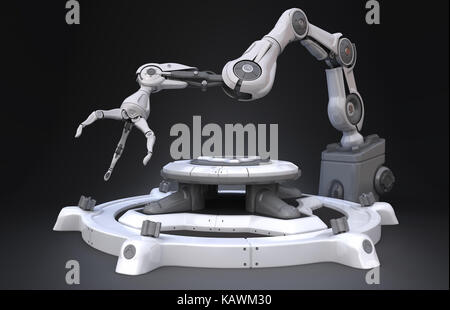 Sci-fi robot industriale arm.3d illustrazione Foto Stock