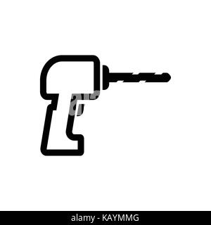 Trapano elettrico icona simbolo iconico su sfondo bianco. vettore design iconico. Illustrazione Vettoriale