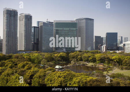 Giappone, Tokyo, Shimbashi, skyline, Hama Rikyu Garden, Foto Stock