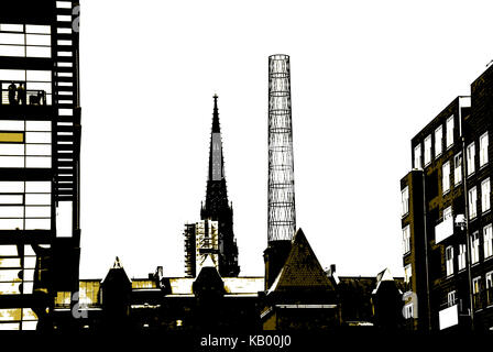 Il camino della caldaia casa di hafencity hamburg Foto Stock