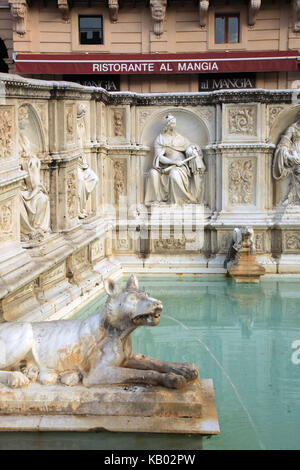 Toscana, Siena, piazza del campo fonte gaia, pozzi, Foto Stock