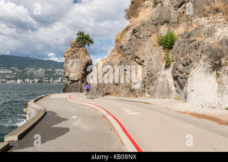 Vancouver, British Columbia, Canada - 13 Settembre 2017: Siwash Rock nel Parco di Stanley Foto Stock