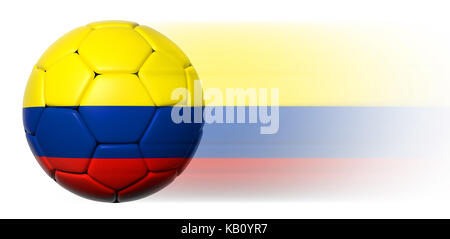 Pallone da calcio con bandiera colombiana in movimento isolato Foto Stock