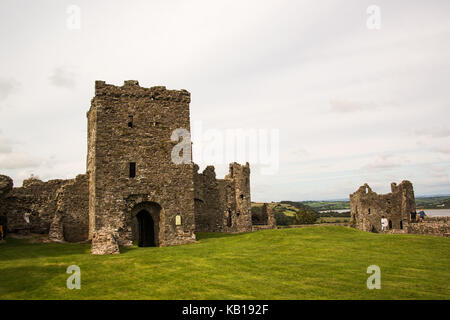 Il castello di Llansteffan, Carmarthen, Carmarthenshire, Galles del Sud Foto Stock