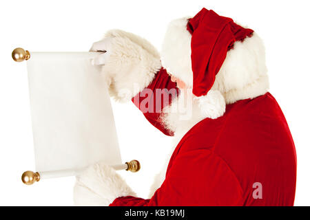 Ampia serie di un isolato su bianco, caucasico autentica santa claus. Foto Stock