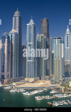 Porto con grattacieli, dubai, Foto Stock