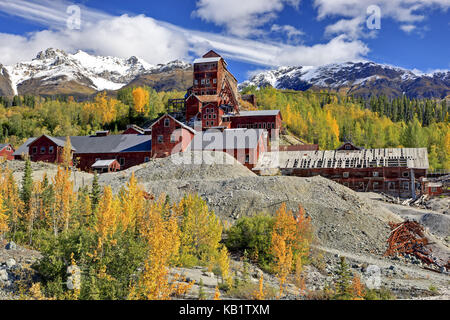 Nord America, USA, Alaska centro sud, wrangell mountains, wrangell saint elias national park e preservare, kennicott miniera di rame, Foto Stock