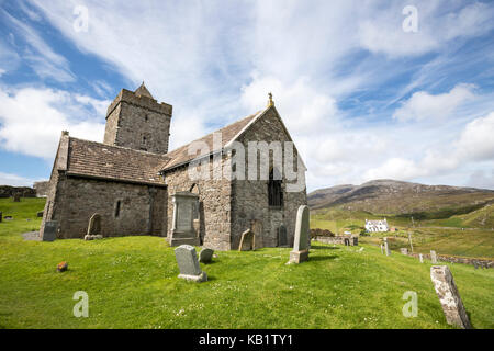 St Clements Chiesa, Rodel in Harris, un'isola nelle Scottish Ebridi Esterne Foto Stock