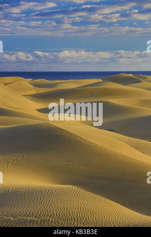 Spagna, Isole Canarie, Gran Canaria, dune di sabbia di Maspalomas, Foto Stock