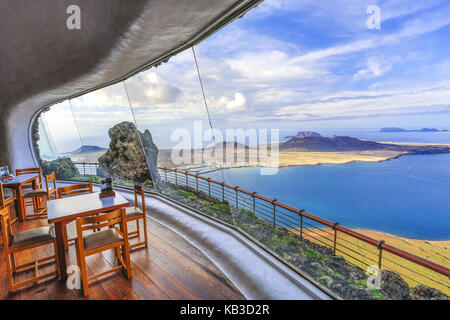 Spagna isole canarie Lanzarote, Mirador del Rio, vedetta, ristorante, interior shot, Foto Stock