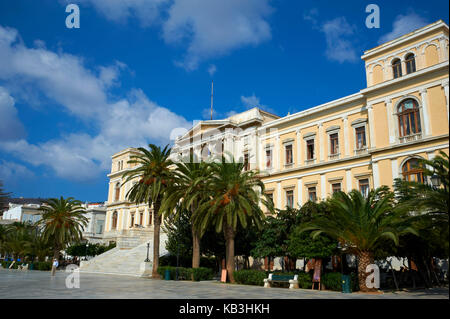 Il municipio in Syros, Grecia, Europa Foto Stock