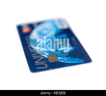 Carta di credito VISA ritagliare isolati su sfondo bianco Foto Stock