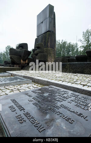 Ricordo delle vittime di Auschwitz II Birkenau campo di concentramento nazista, Polonia Foto Stock