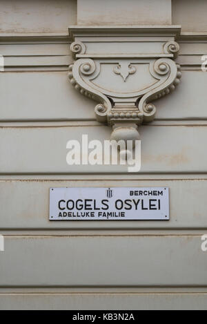 Belgio, Anversa, zurenborg, art-nouveau, segno per cogels osylei street Foto Stock