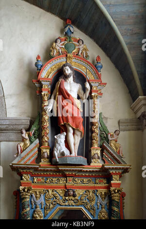 Francia, Finisterre, fermata sulla via di San Giacomo, St Thegonnec, enclosure parrocchiale, la chiesa, il retablo di San Giovanni Battista Foto Stock