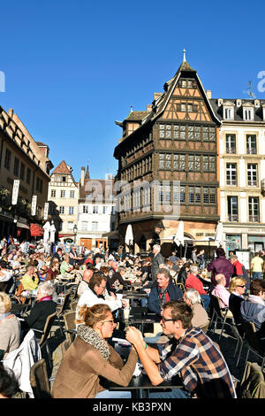 Francia, BAS RHIN, Strasburgo, città vecchia elencati come patrimonio mondiale dall' UNESCO, place de la Cathedrale, Maison Kammerzell del XV-XVI secolo Foto Stock