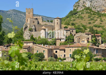 Francia, Herault, saint jean de bueges borgo e castello Foto Stock