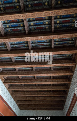 Soffitto in legno in una stanza di Pilato in casa di Siviglia, Spagna Foto Stock