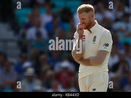 Ben Stokes di Inghilterra durante il giorno quattro del terzo Investec Test match tra Inghilterra e Sud Africa al ovale a Londra. 30 Lug 2017 Foto Stock