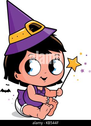 Carino baby Ragazza di Halloween costume strega Illustrazione Vettoriale