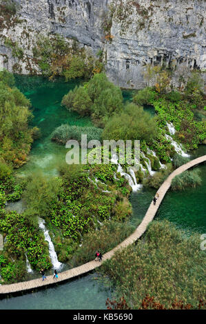 Croazia, il parco nazionale dei laghi di Plitvice sono classificati come patrimonio mondiale dall' UNESCO, laghi inferiori Foto Stock