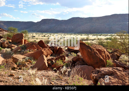 La Namibia, damaraland, twyfeltontein, classificato come patrimonio mondiale dall' UNESCO Foto Stock