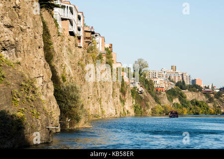 Kura, mtkvari, fiume, Riverside, riverbank, Tbilisi, Georgia Foto Stock