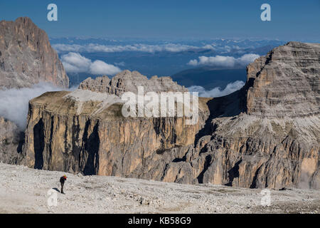 Europa, Italia, Alpi, Dolomiti, Monti, Trentino-Alto Adige/Südtirol, Vista da Sass Pordoi Foto Stock