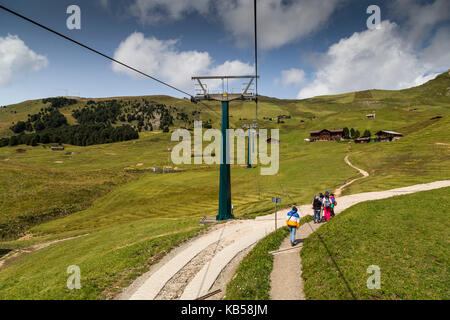 L'Europa, Italia, alpi, Dolomiti, montagne, alto adige, val gardena, geislergruppe, Seceda - cavo railway - fermeda Foto Stock