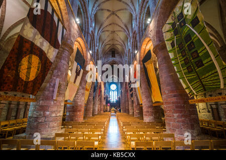 Interno della Cattedrale di St. Magnus, Kirkwall, Orkney Islands, Scozia, Regno Unito, Europa Foto Stock