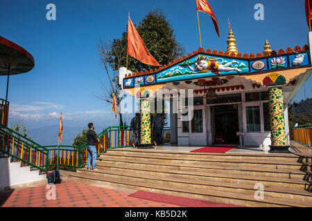 Hanuman tok, altamente venerato e santo tempio di hanuma (dio scimmia), che si trova ad una altitudine di 7200 m, il Sikkim, India Foto Stock