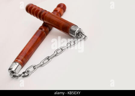 Arti marziali nunchaku arma Foto Stock