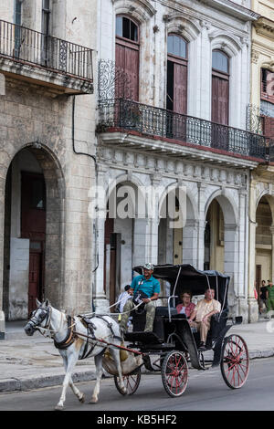 Carrelli a cavalli noto localmente come coches a noleggio a l'Avana, Cuba, west indies, America centrale