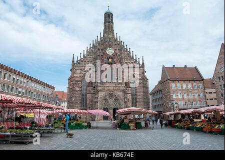 La Frauenkirche, Norimberga, Media Franconia, Baviera, Germania, Europa Foto Stock