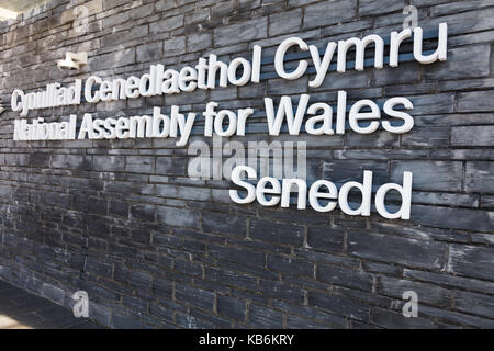 Il senedd, National Assembly for Wales, la baia di Cardiff, Galles, ul Foto Stock