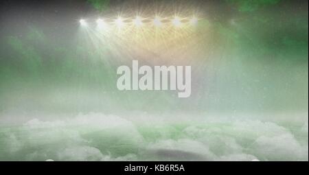 Composito Digitale di american football Stadium in fumo verde Foto Stock