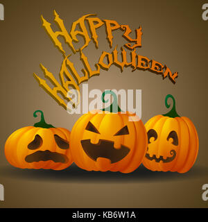 Happy halloween card con divertenti jack o lanterne Foto Stock