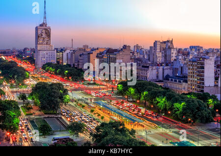 9 de Julio Ave. Buenos Aires, Argenitna Foto Stock