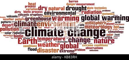 Il cambiamento climatico parola concetto cloud. illustrazione vettoriale Illustrazione Vettoriale